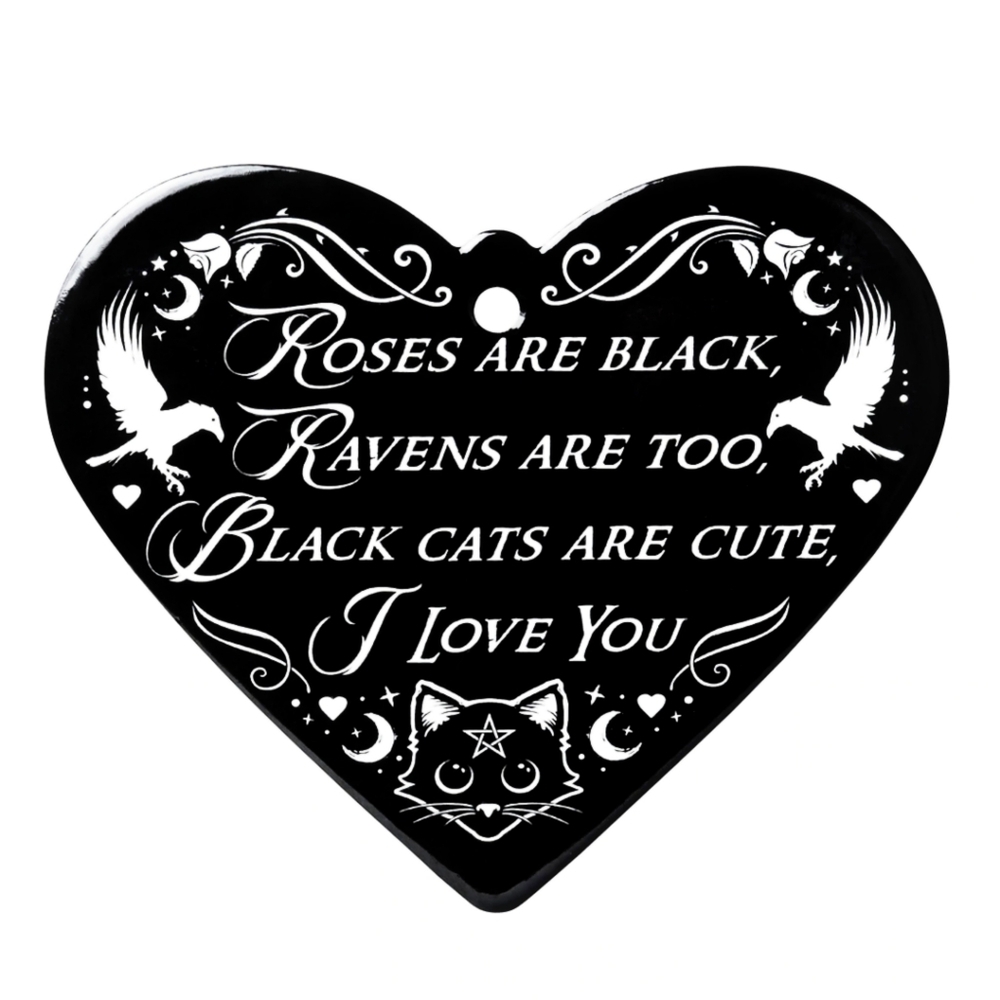 Alchemy Gothic ✦ Roses Are Black Heart Trivet ✦ Ceramic Gothic Home Decor NWT